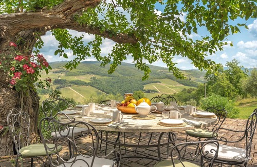 Radda in Chianti Villa | Private Villa with WIFI, hot tub, private pool, TV, patio, panoramic view, close to Greve In Chianti